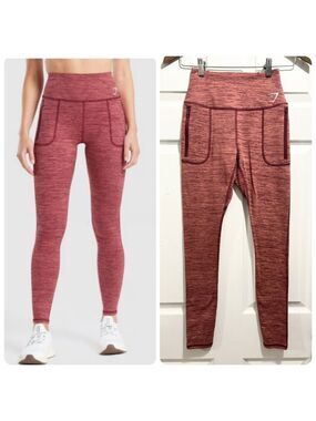GYMSHARK Fleece Lined Pocket Leggings Thermal Raspberry Hue Warm Winter Size XS